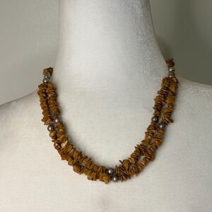 Yello Jasper Beaded Double Stand Necklace